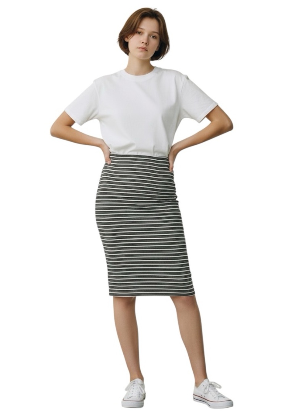 George Women’s Black & White Striped Pencil Skirt Size Medium
